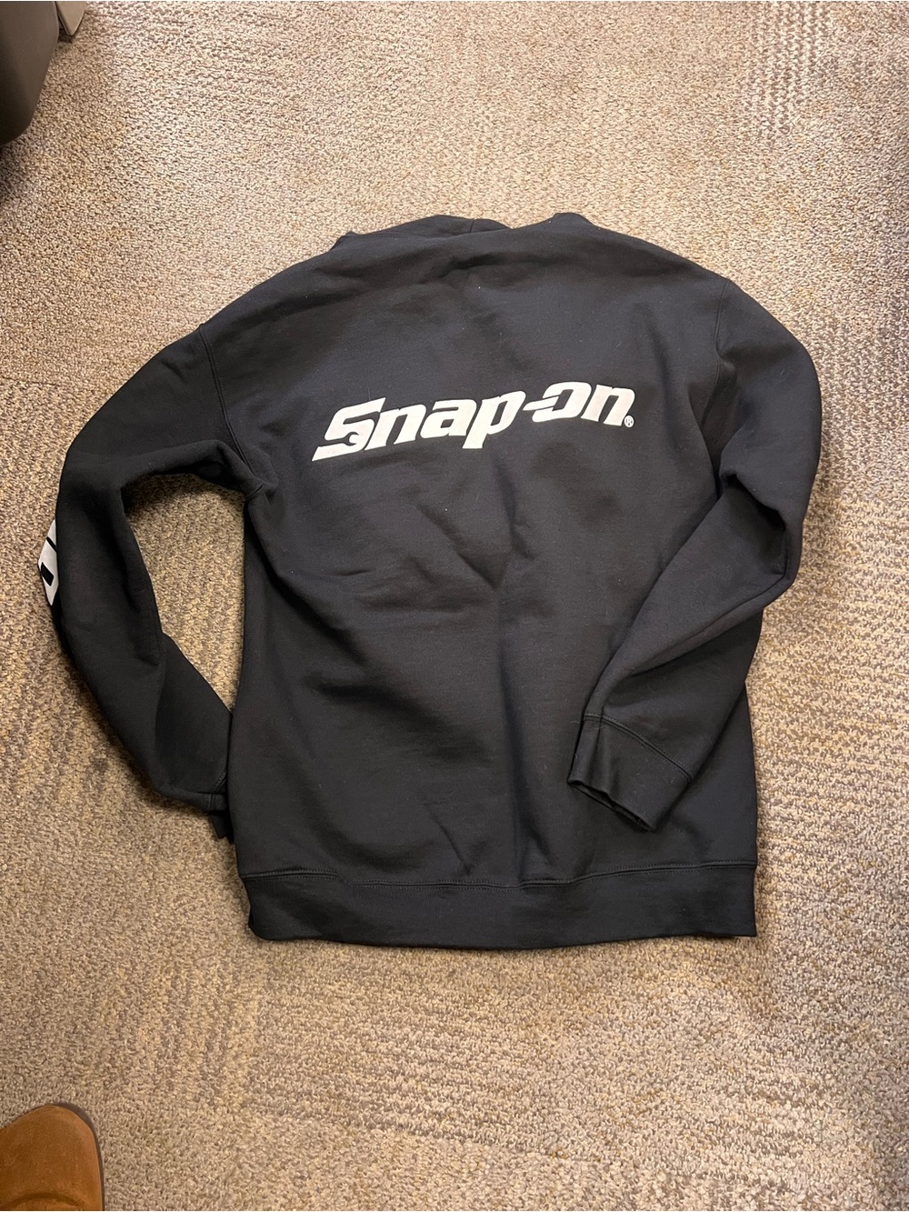 Snap-on Black Zip Hoodie with White Logo - Picture 2 of 3